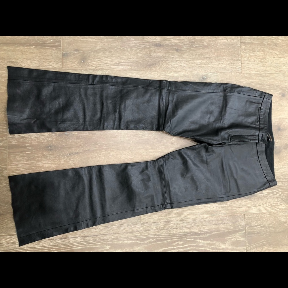 BCBG Max Azaria  black leather pants